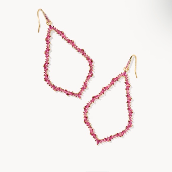Kendra Scott Sophee Gold Crystal Open Frame Earrings in Pink Crystal - Picture 1 of 2